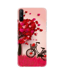 Red Heart Cycle Mobile Back Case for Realme C3 (Design - 222)