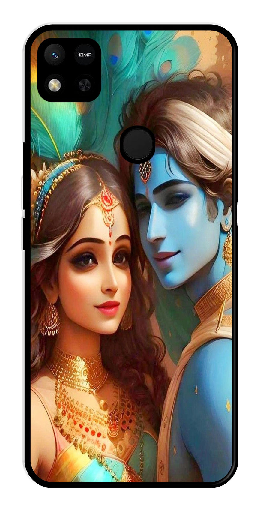 Lord Radha Krishna Metal Mobile Case for Redmi 9C   (Design No -01)