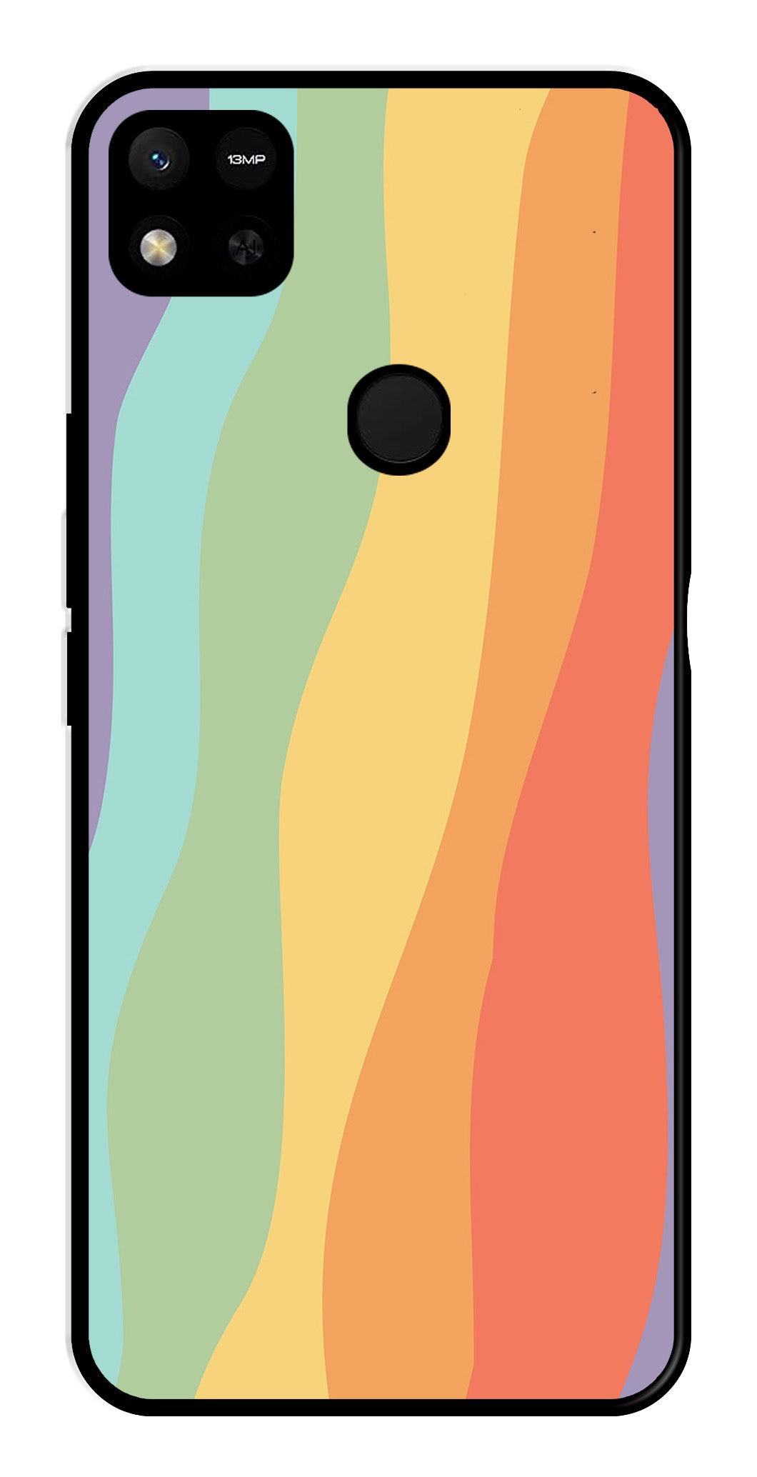 Muted Rainbow Metal Mobile Case for Redmi 9C   (Design No -02)