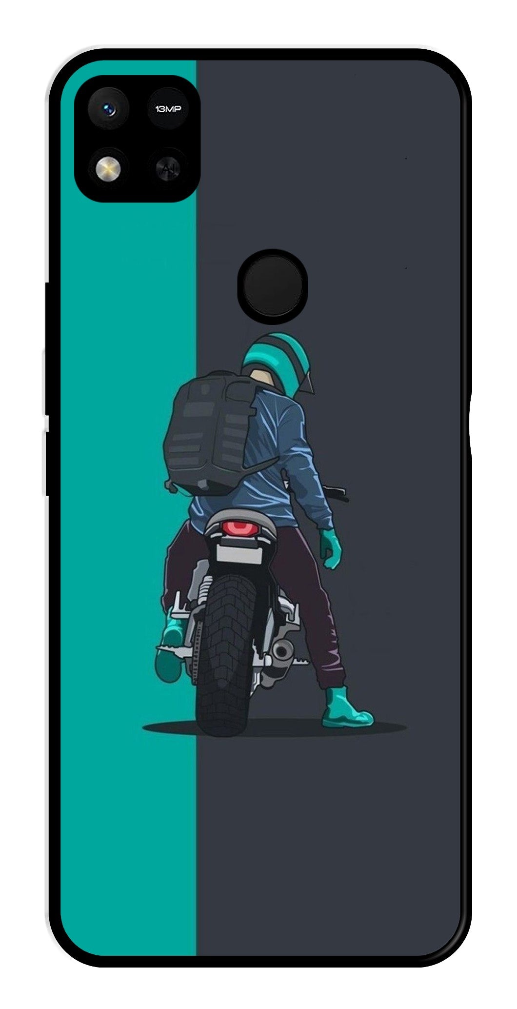 Bike Lover Metal Mobile Case for Redmi 9C   (Design No -05)