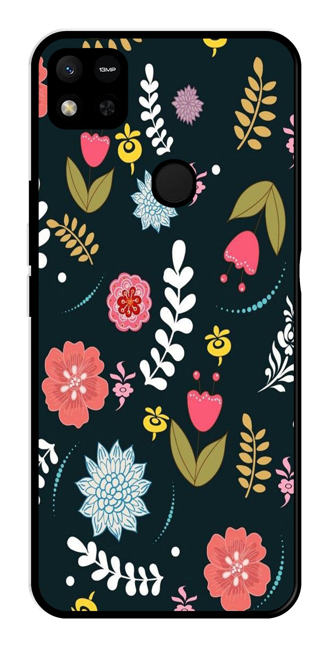 Floral Pattern2 Metal Mobile Case for Redmi 9C   (Design No -12)