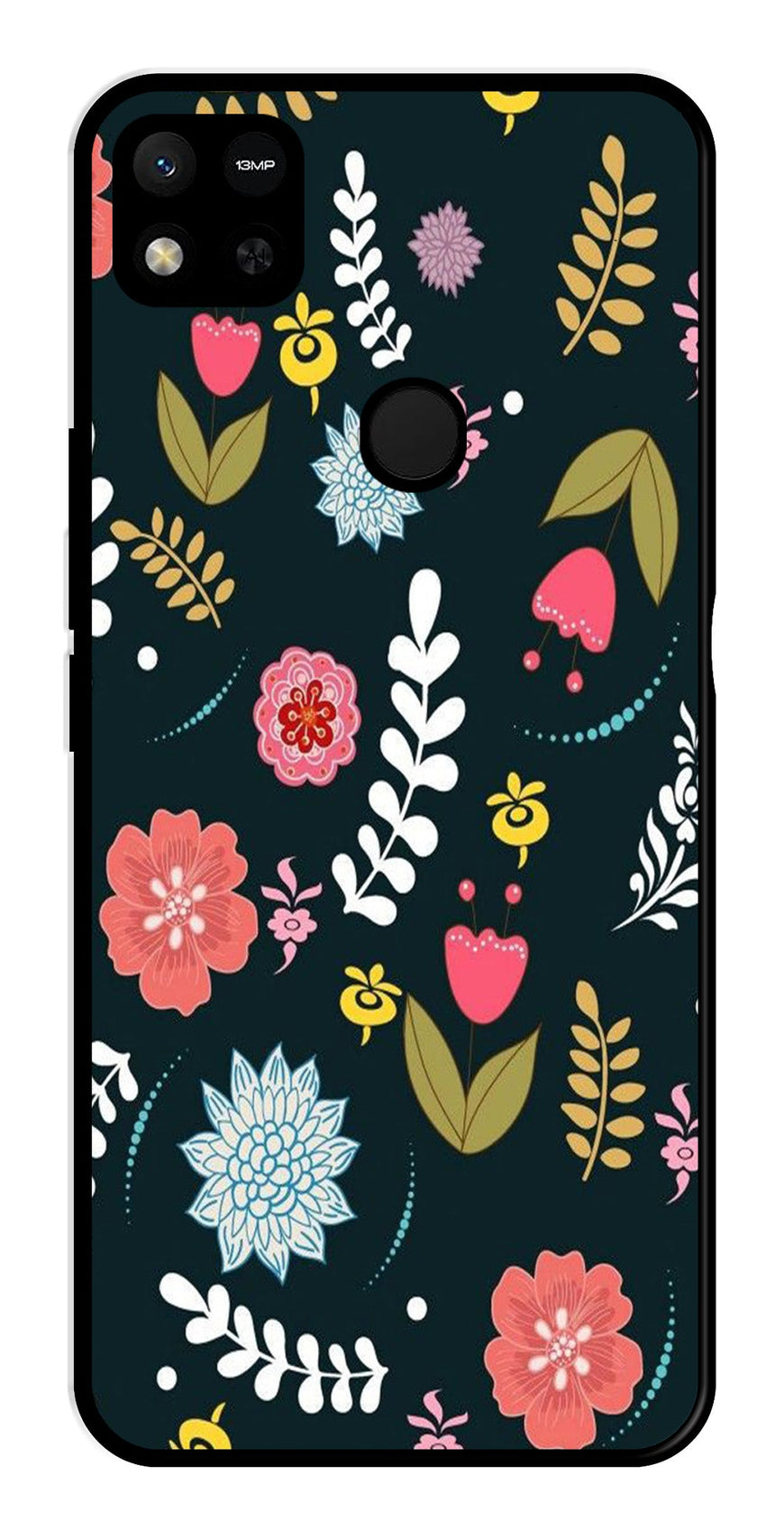 Floral Pattern2 Metal Mobile Case for Redmi 10a   (Design No -12)