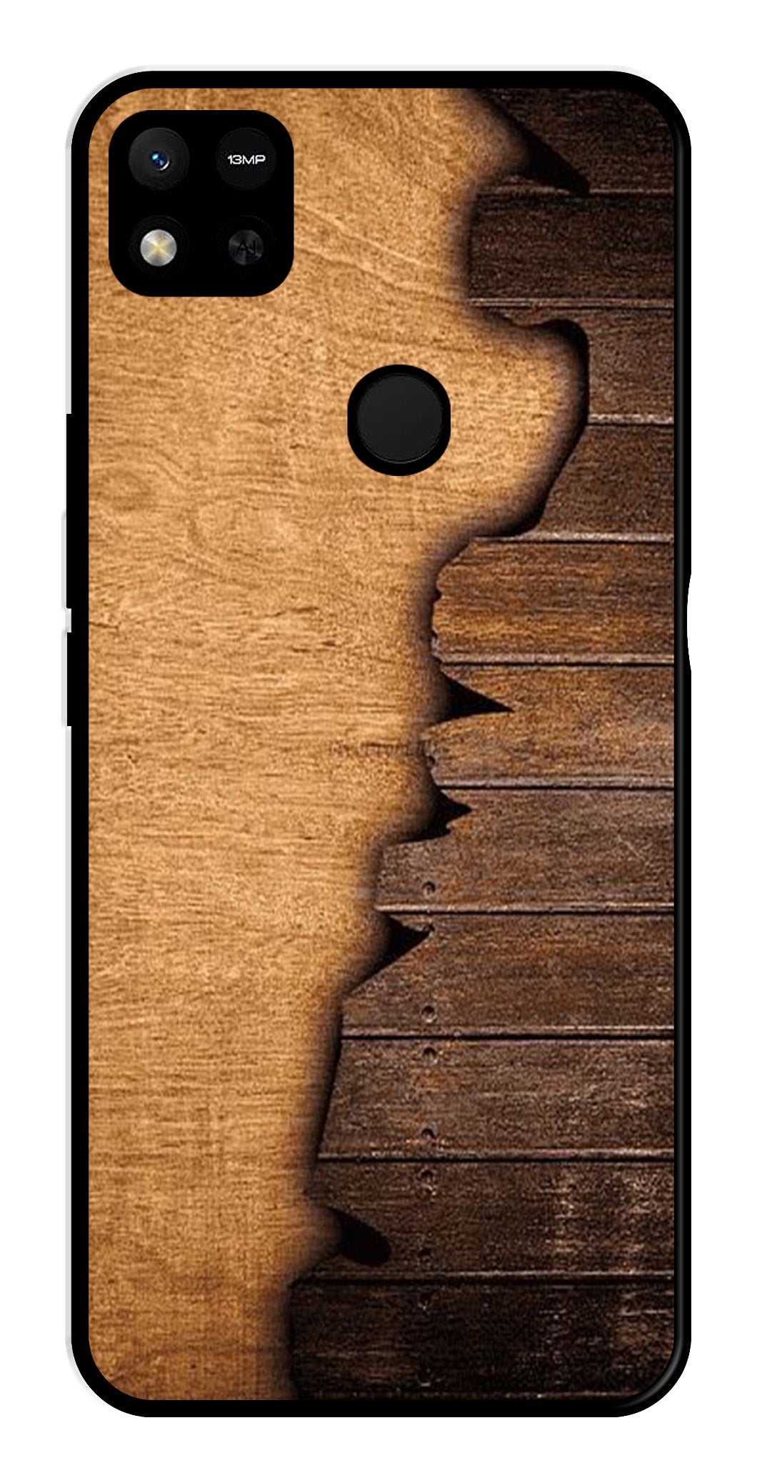 Wooden Design Metal Mobile Case for Redmi 9C   (Design No -13)