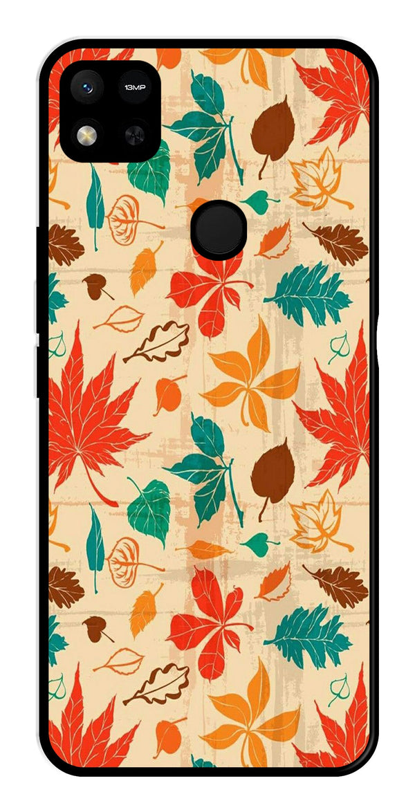 Leafs Design Metal Mobile Case for Redmi 9C   (Design No -14)