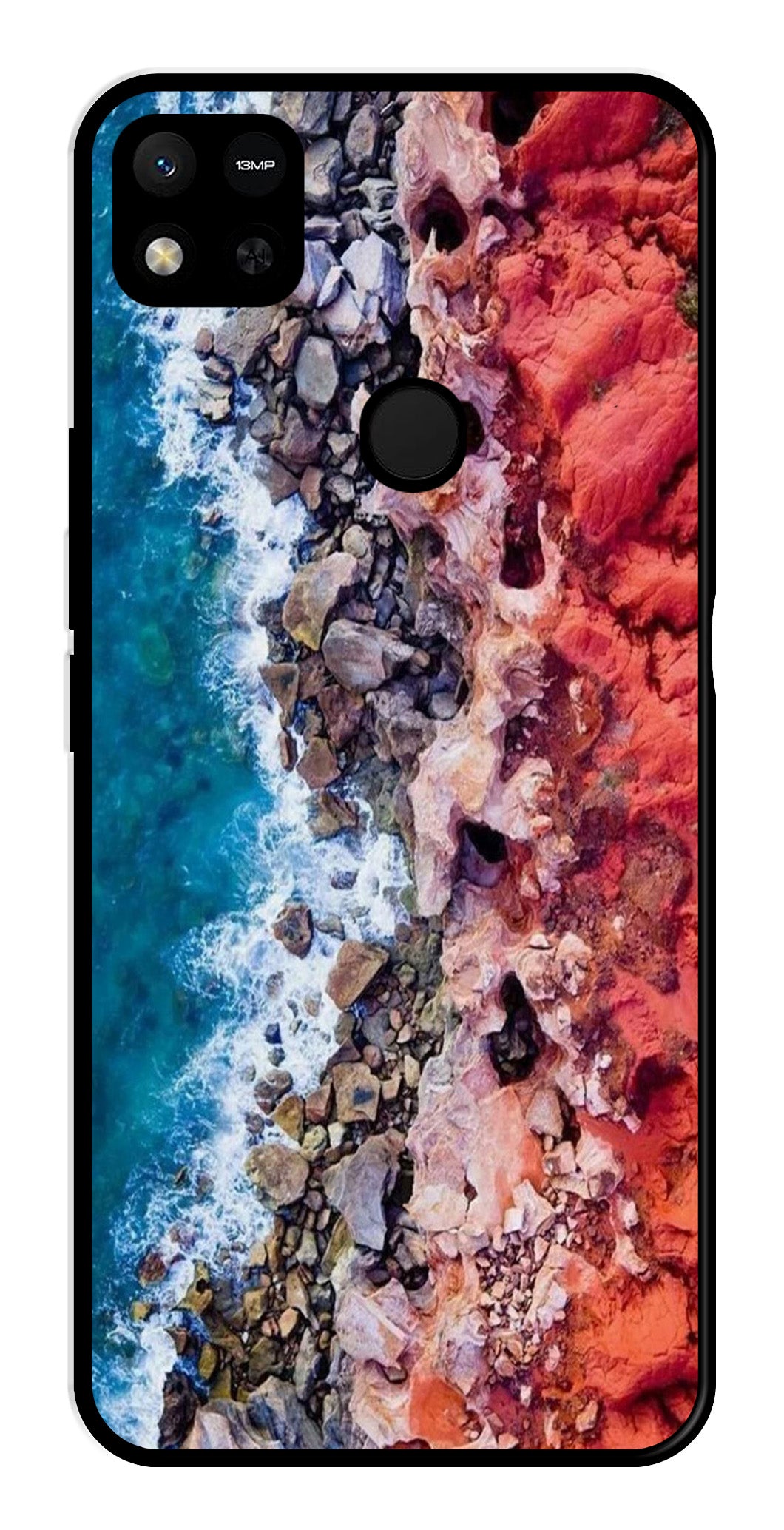 Sea Shore Metal Mobile Case for Redmi 9C   (Design No -18)