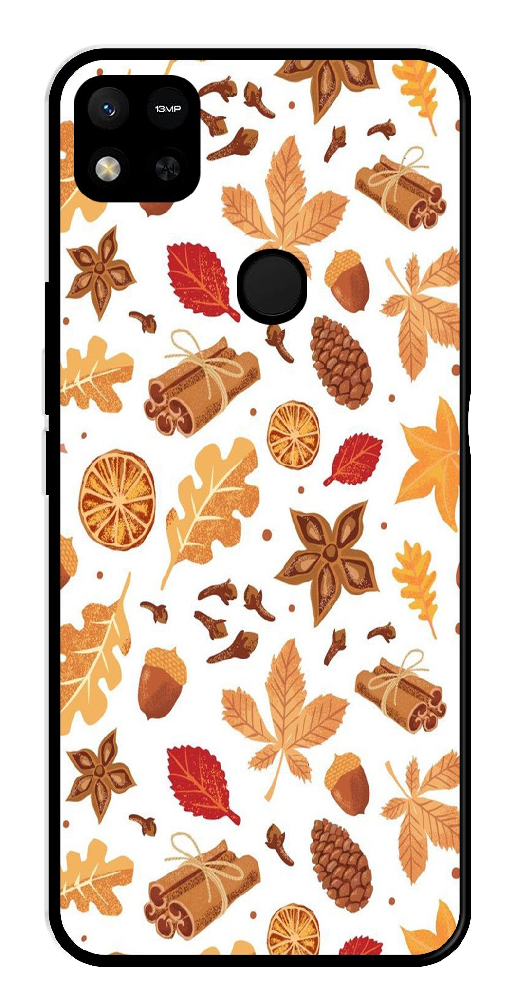 Autumn Leaf Metal Mobile Case for Redmi 9C   (Design No -19)