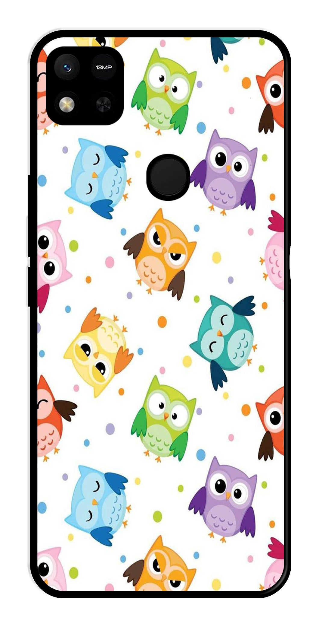 Owls Pattern Metal Mobile Case for Redmi 9C   (Design No -20)