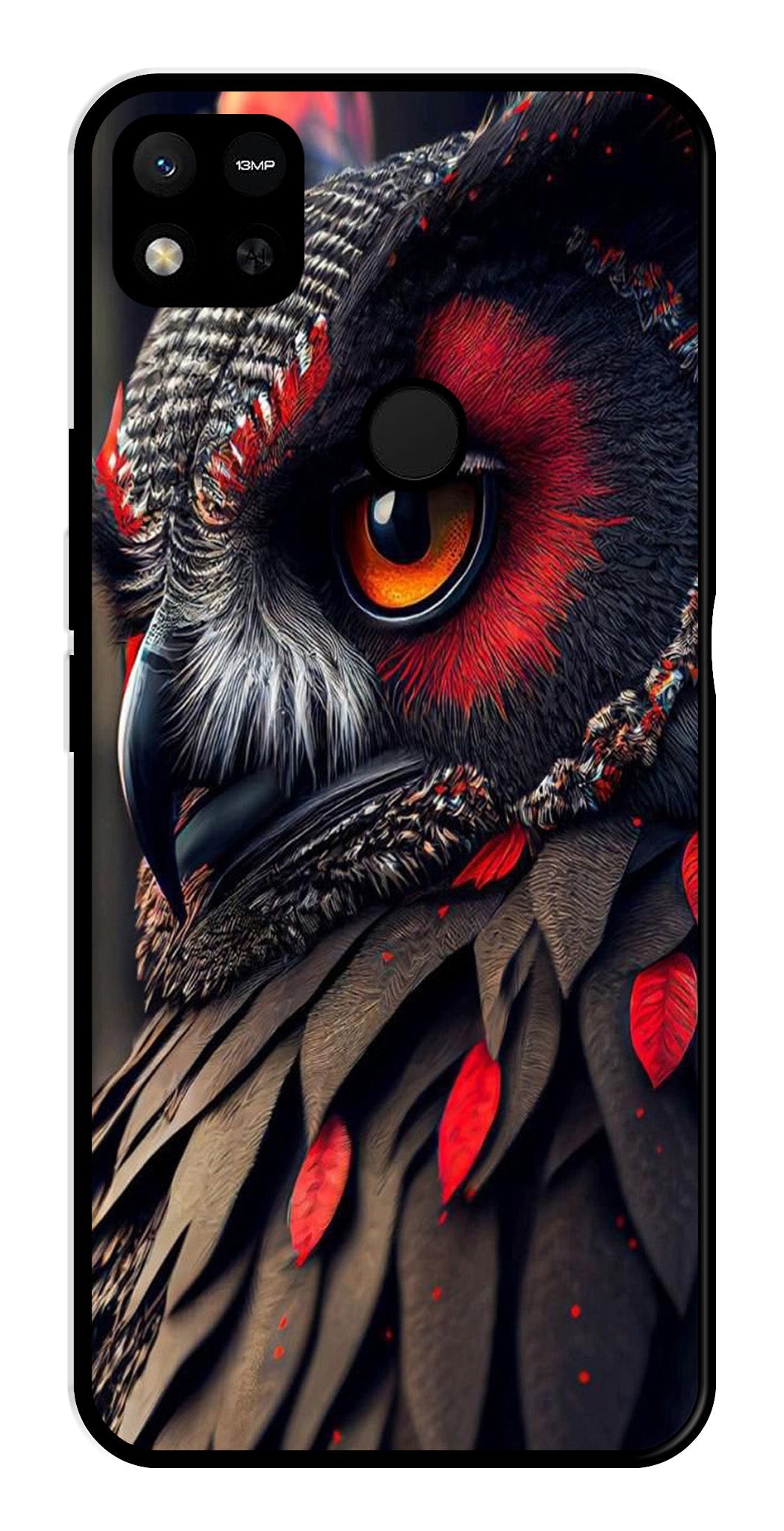 Owl Design Metal Mobile Case for Redmi 9C   (Design No -26)