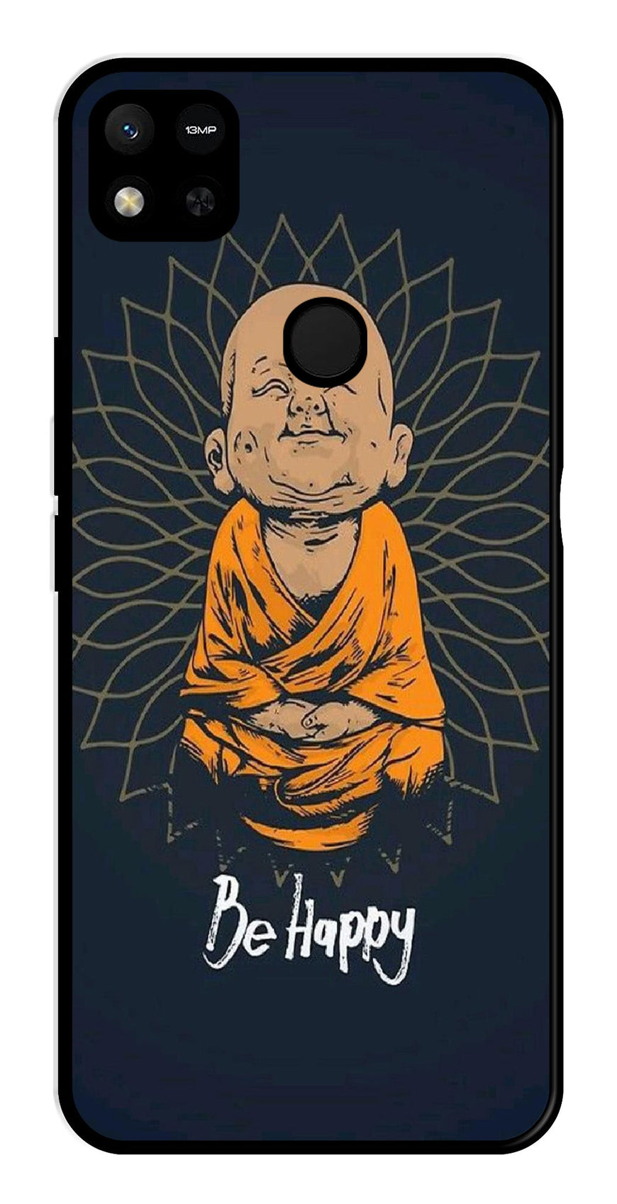 Be Happy Metal Mobile Case for Redmi 9C   (Design No -27)