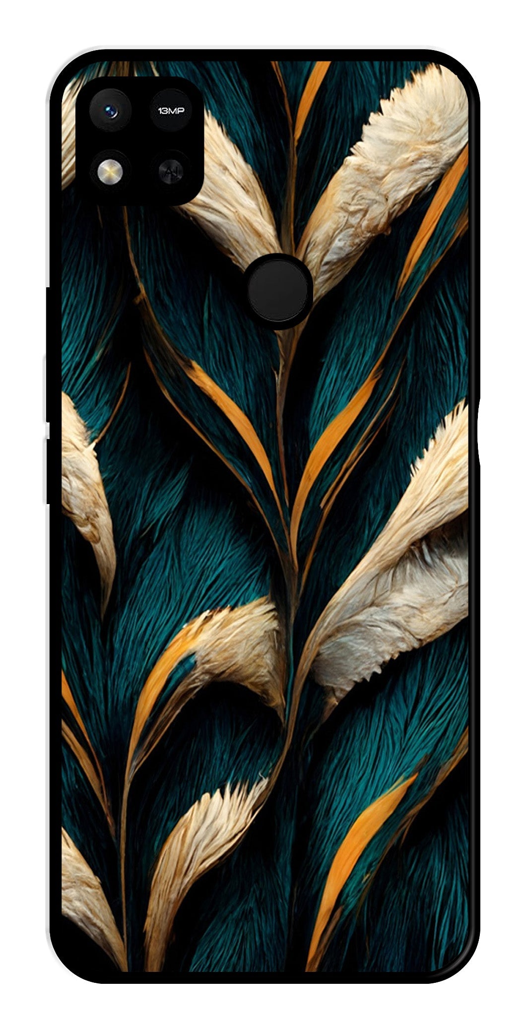 Feathers Metal Mobile Case for Redmi 9C   (Design No -30)
