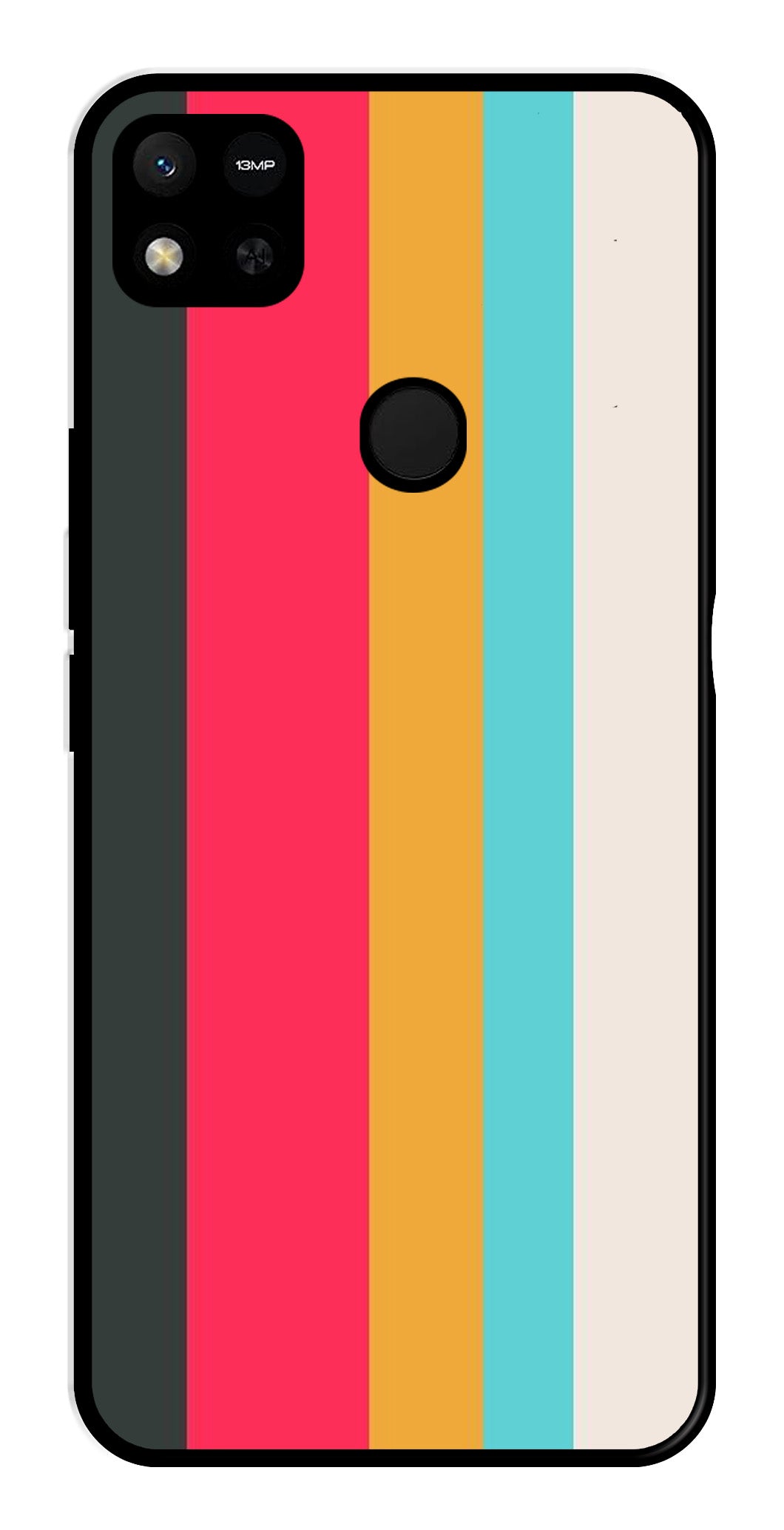Muted Rainbow Metal Mobile Case for Redmi 9C   (Design No -31)