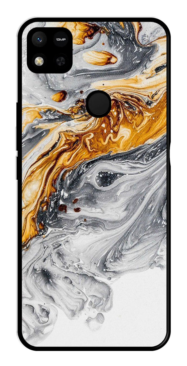 Marble Pattern Metal Mobile Case for Redmi 9C   (Design No -36)