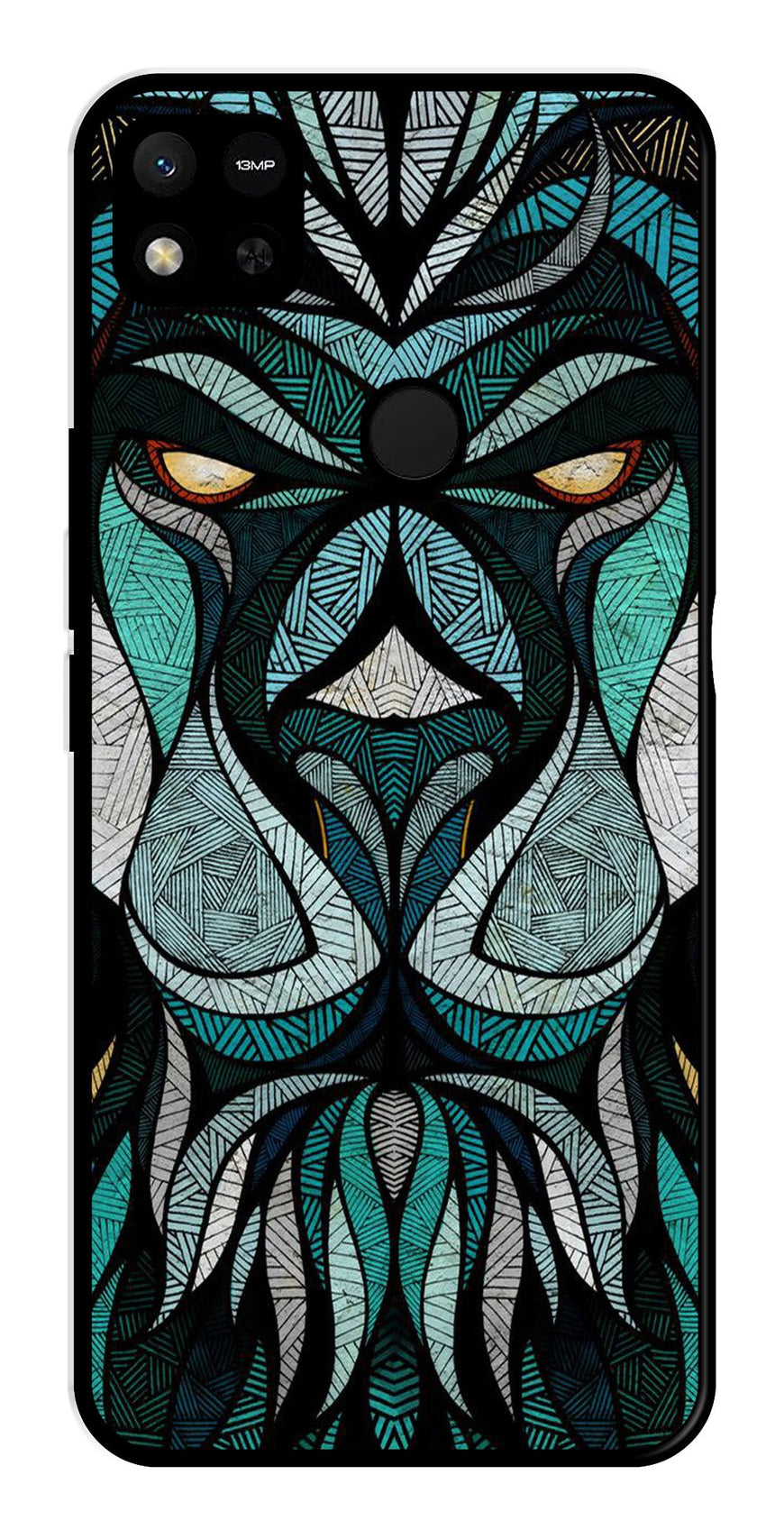 Lion Pattern Metal Mobile Case for Redmi 10a   (Design No -40)
