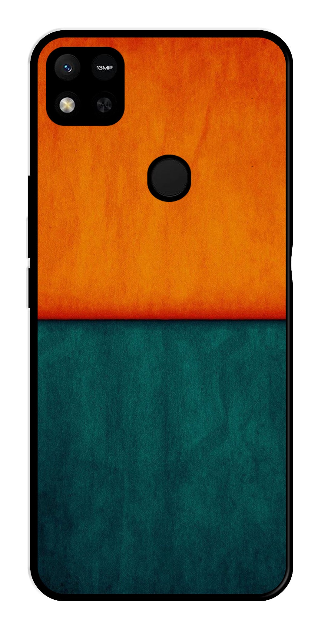 Orange Green Pattern Metal Mobile Case for Redmi 9C   (Design No -45)