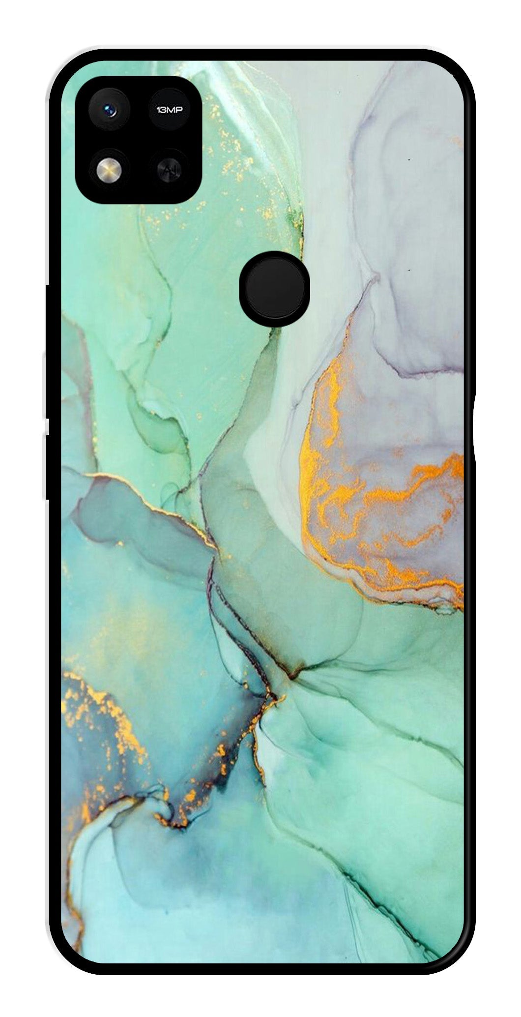 Marble Design Metal Mobile Case for Redmi 9C   (Design No -46)