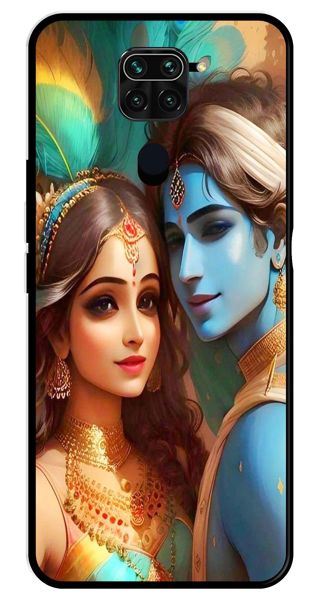 Lord Radha Krishna Metal Mobile Case for Redmi Note 9   (Design No -01)