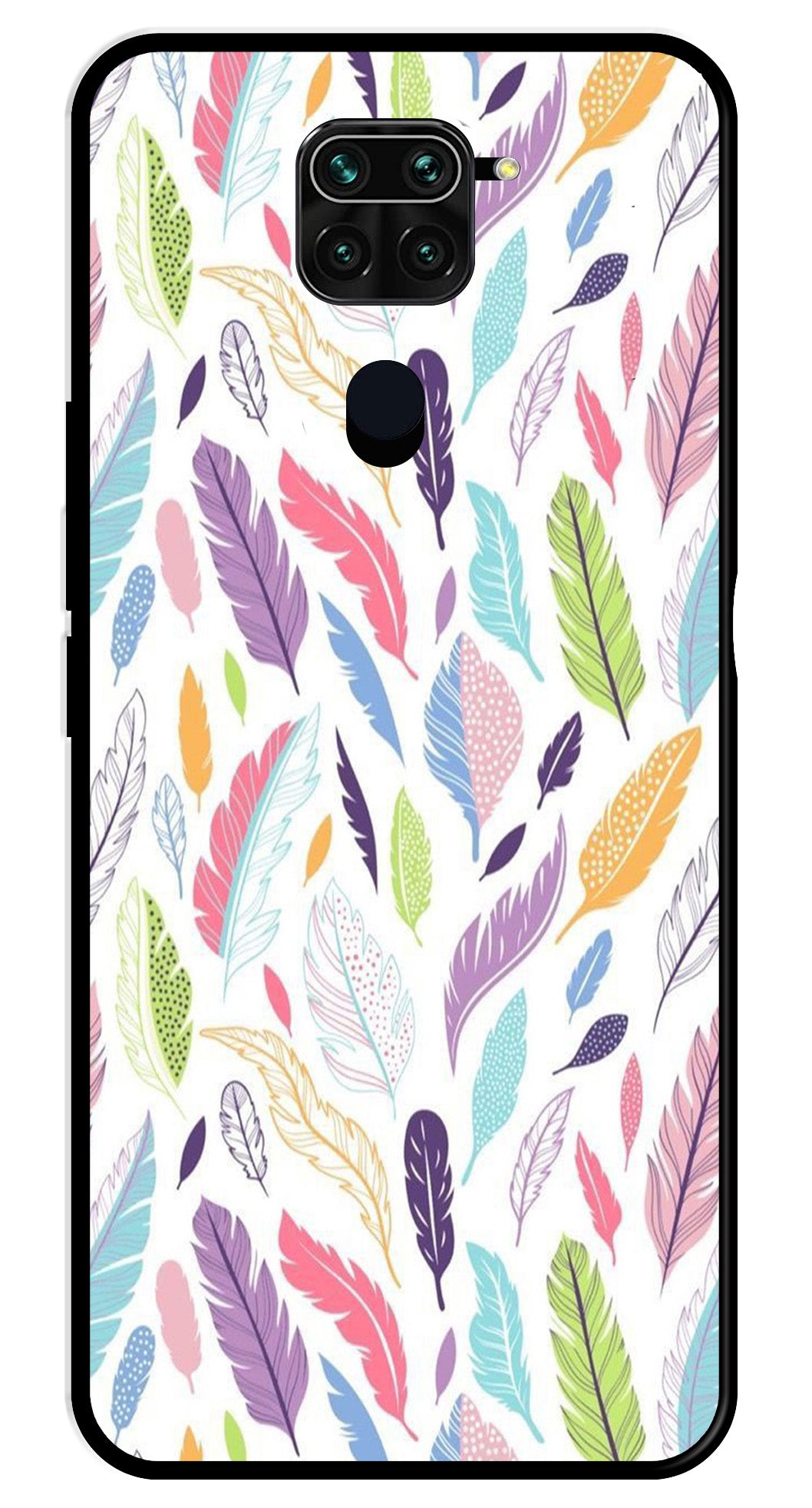 Colorful Feathers Metal Mobile Case for Redmi 10X   (Design No -06)