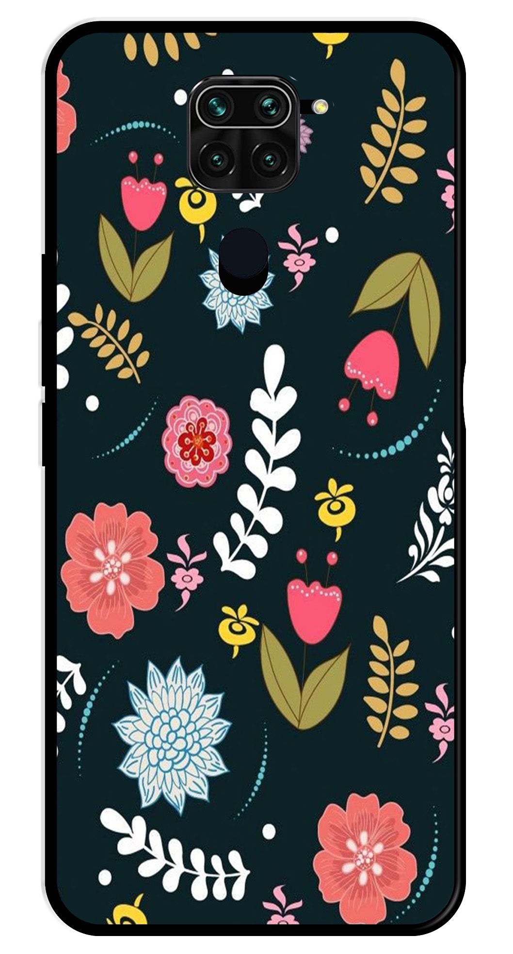 Floral Pattern2 Metal Mobile Case for Redmi Note 9   (Design No -12)