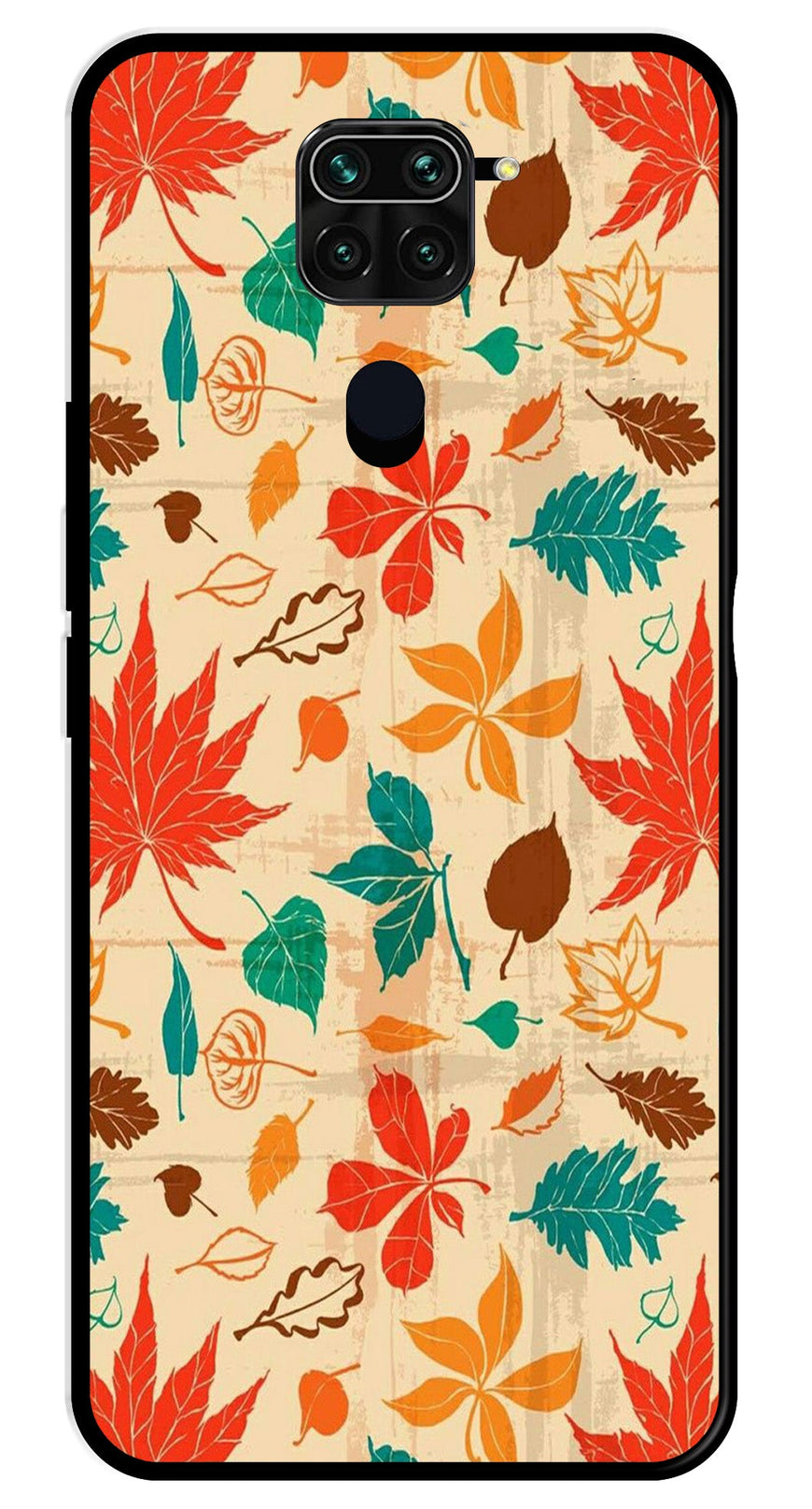 Leafs Design Metal Mobile Case for Redmi Note 9   (Design No -14)