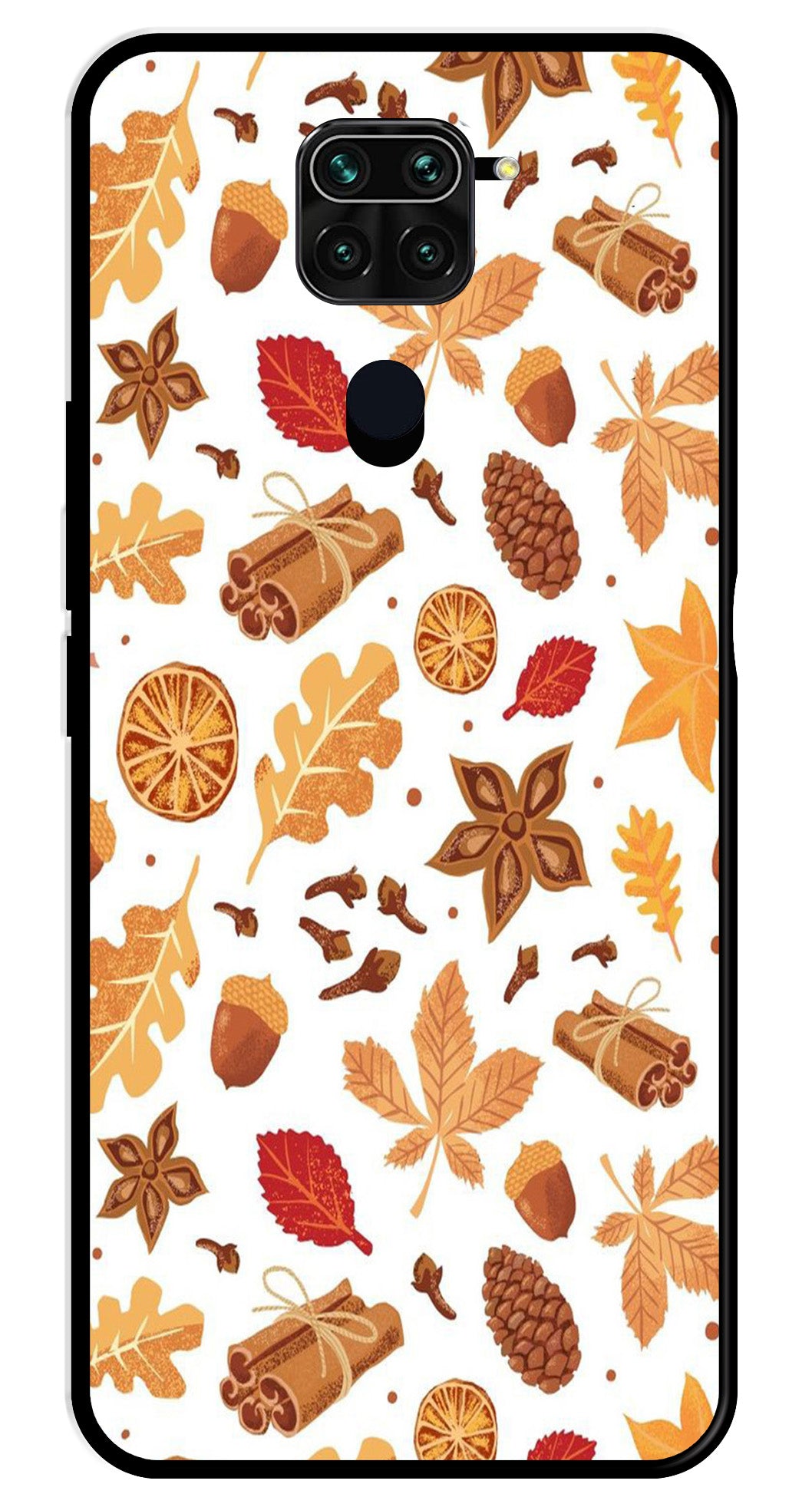 Autumn Leaf Metal Mobile Case for Redmi Note 9   (Design No -19)