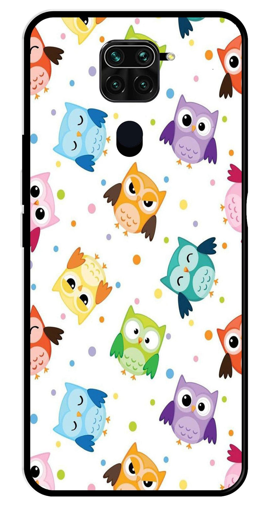 Owls Pattern Metal Mobile Case for Redmi Note 9   (Design No -20)