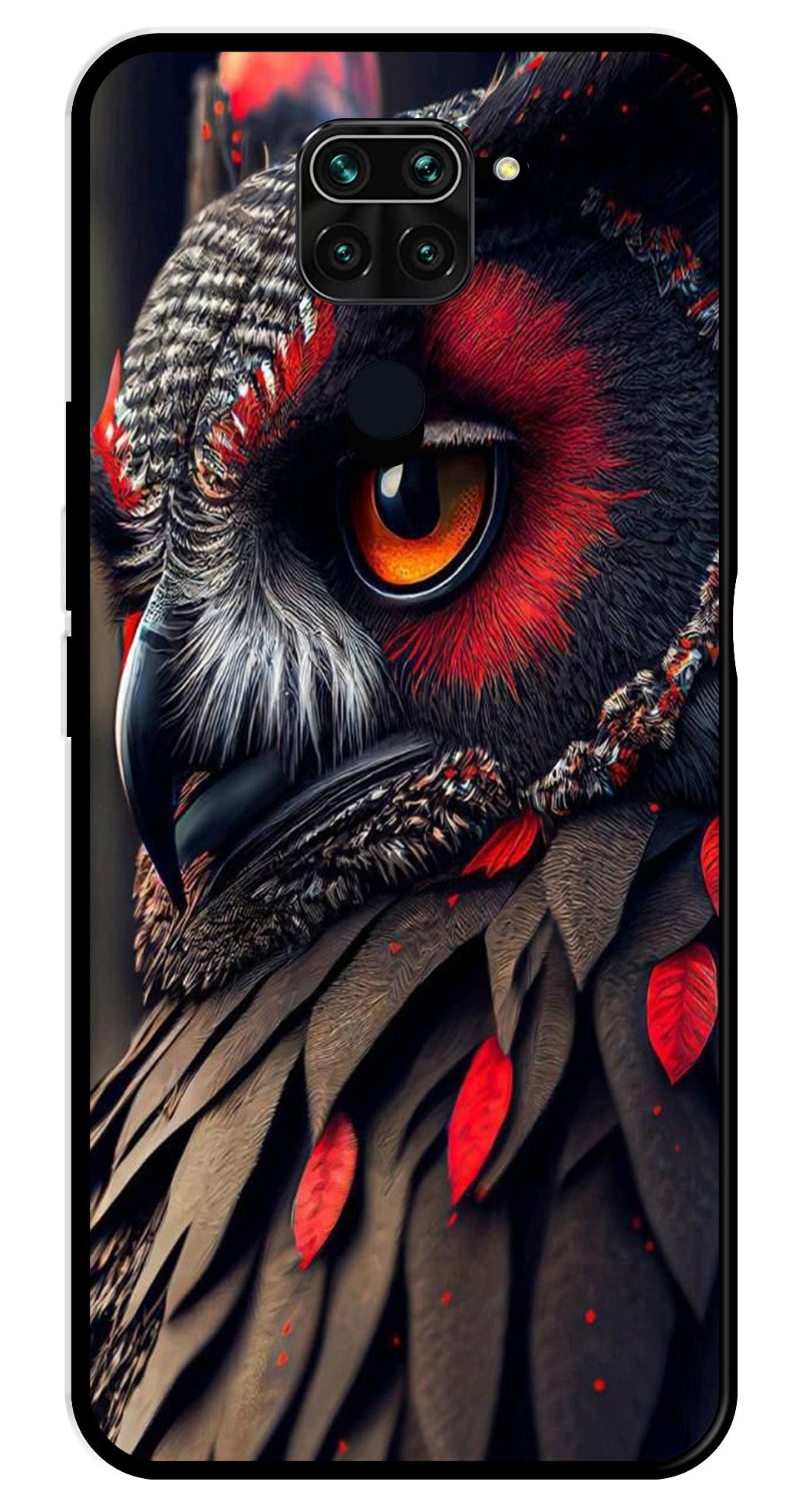 Owl Design Metal Mobile Case for Redmi Note 9   (Design No -26)