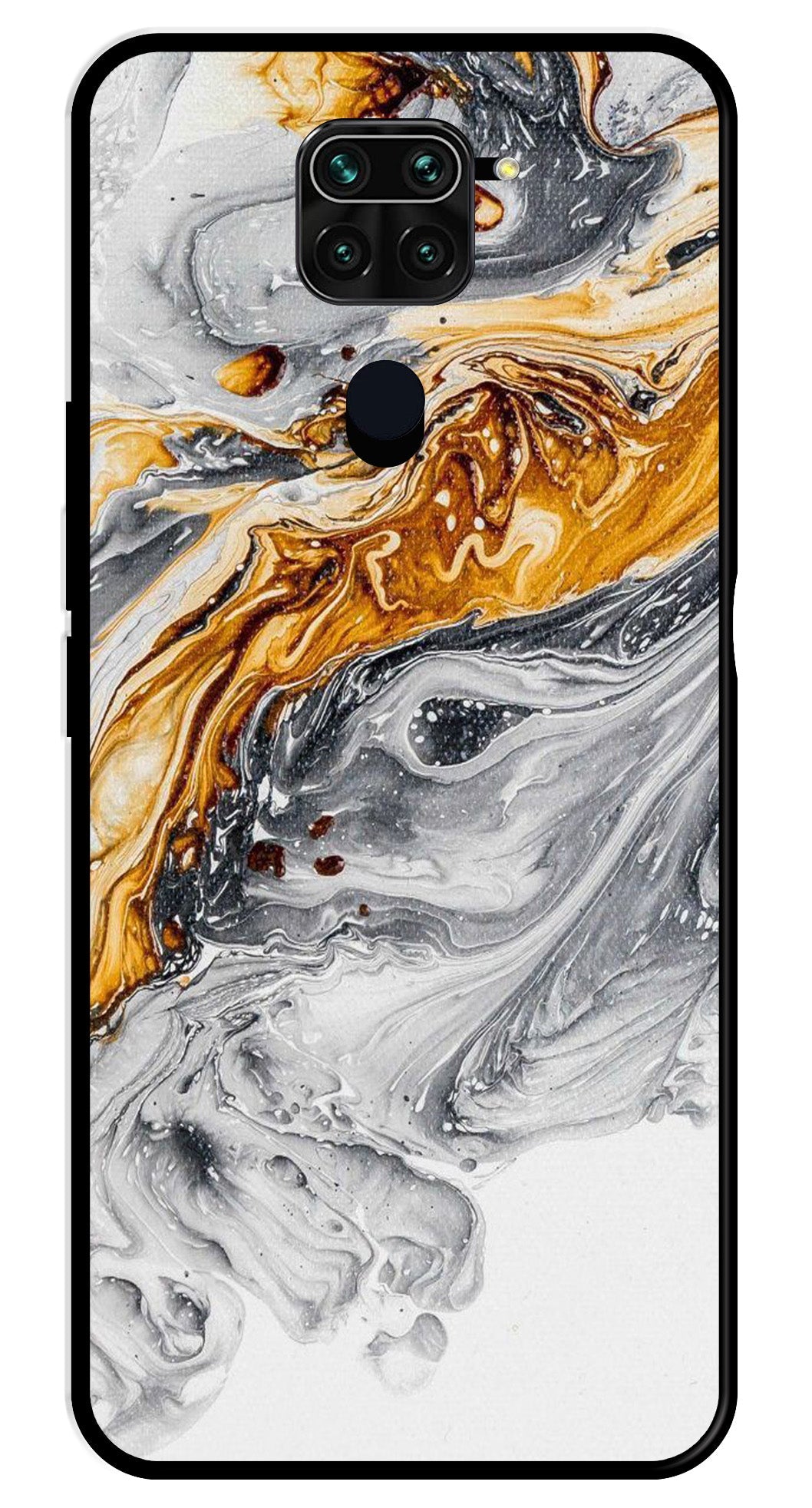 Marble Pattern Metal Mobile Case for Redmi Note 9   (Design No -36)