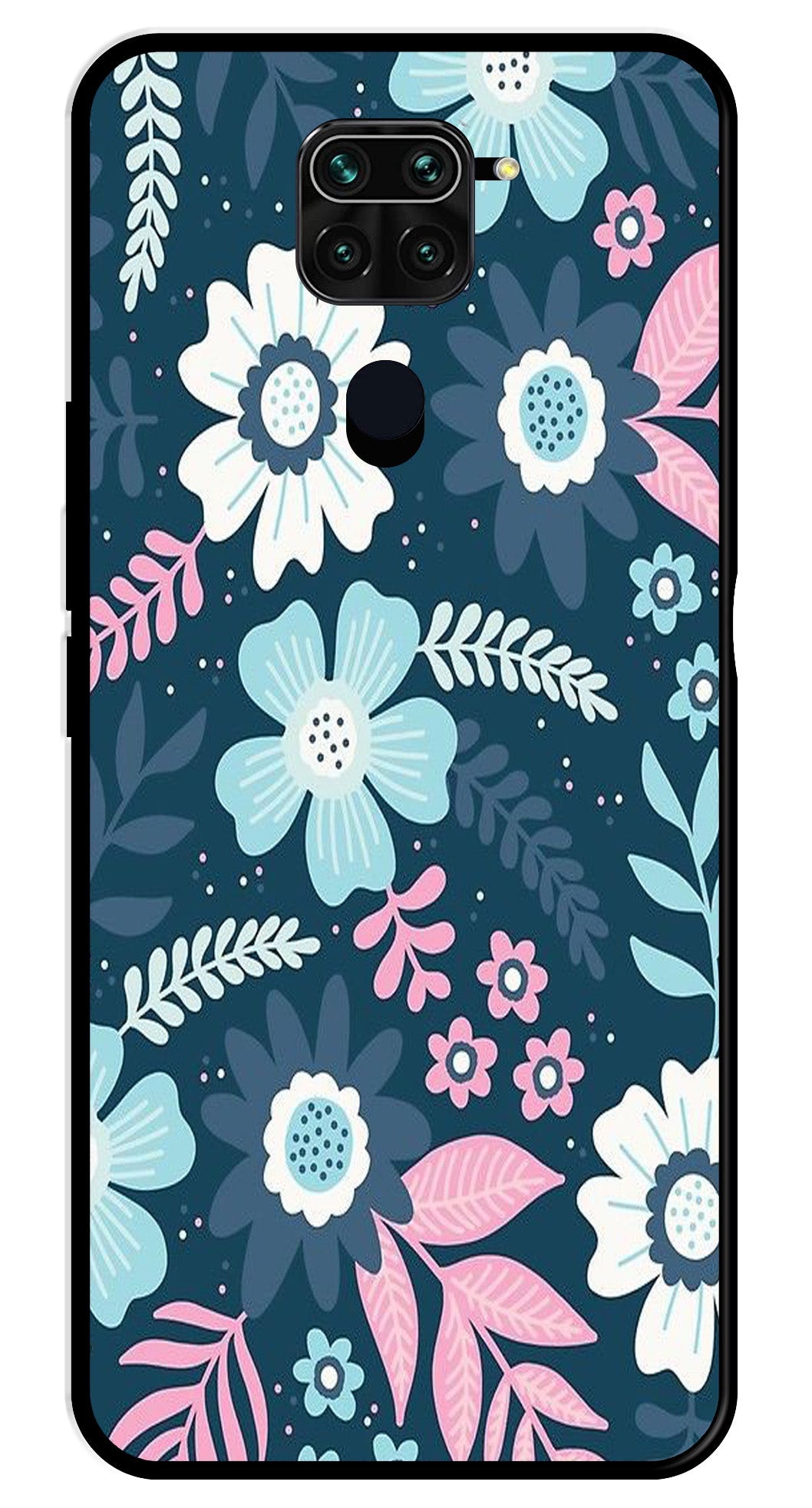 Flower Leaves Design Metal Mobile Case for Redmi Note 9   (Design No -50)