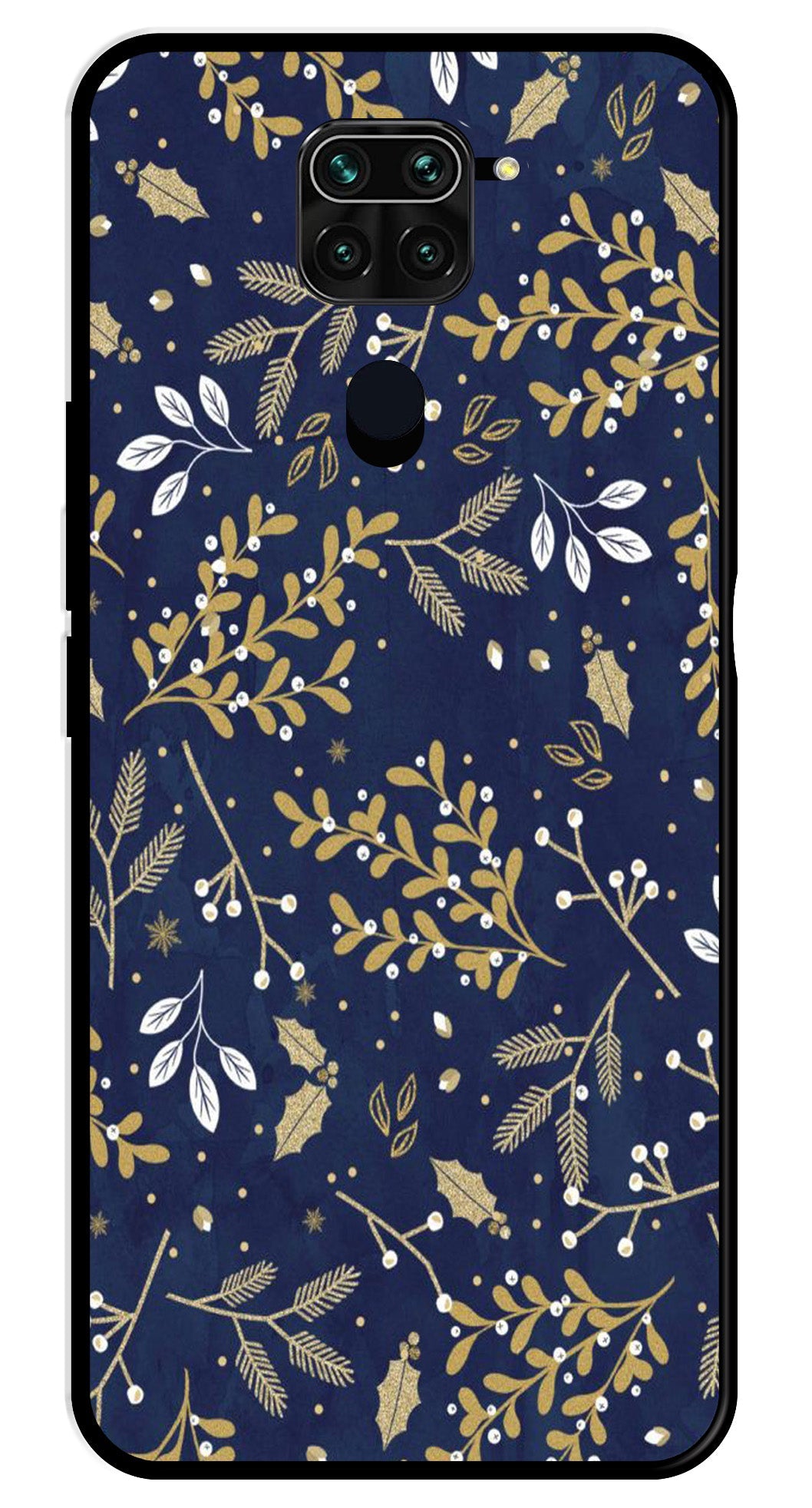Floral Pattern  Metal Mobile Case for Redmi Note 9   (Design No -52)