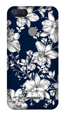 White flowers Blue Background Case for Redmi 6