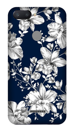 White flowers Blue Background Case for Redmi 6