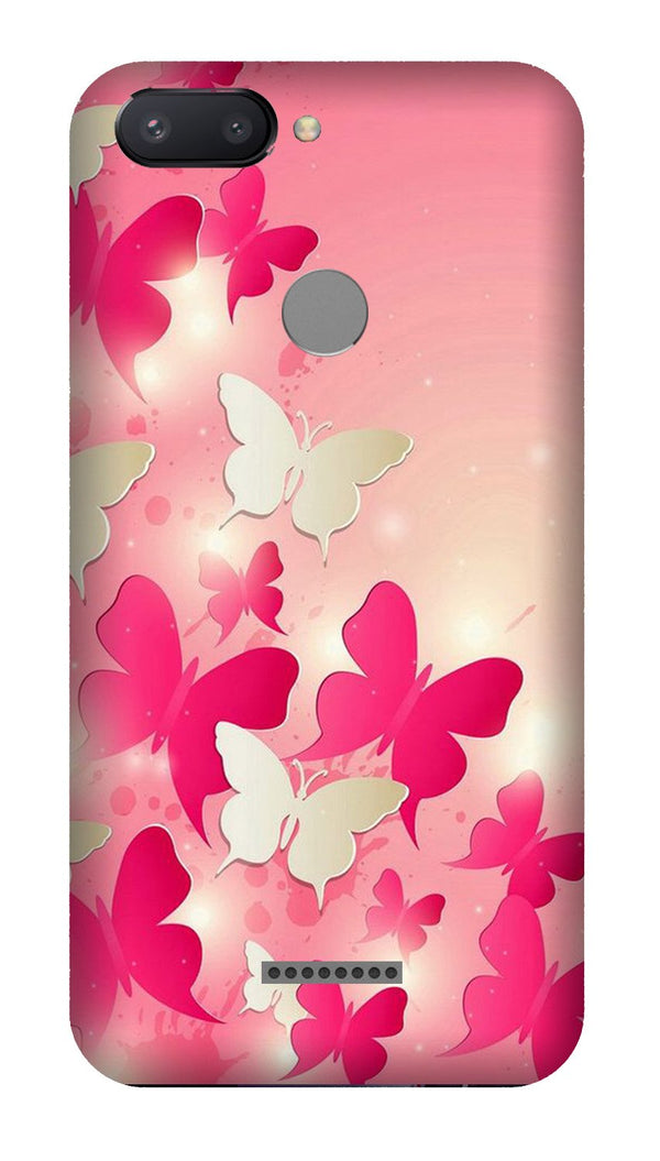White Pick Butterflies Case for Redmi 6