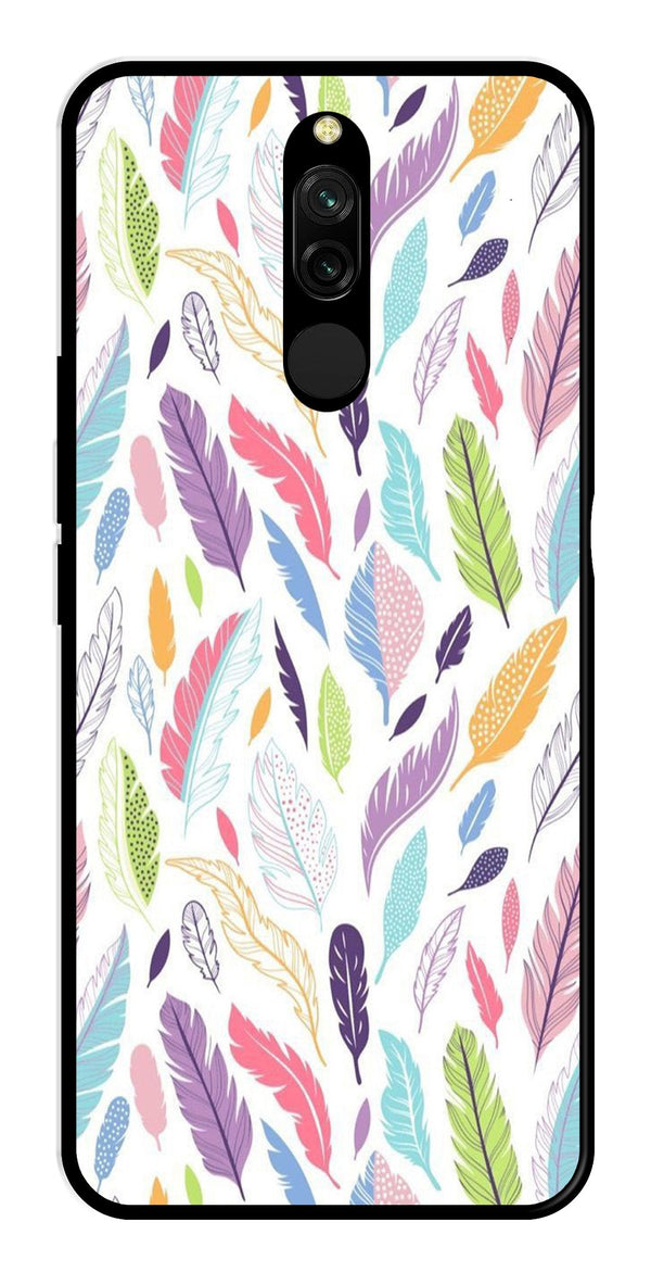 Colorful Feathers Metal Mobile Case for Redmi 8   (Design No -06)