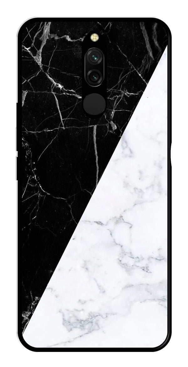 Black White Marble Design Metal Mobile Case for Redmi 8   (Design No -09)