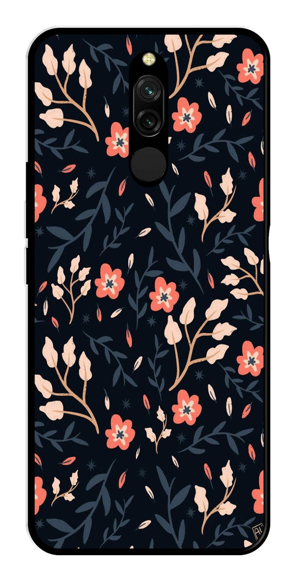 Floral Pattern Metal Mobile Case for Redmi 8   (Design No -10)
