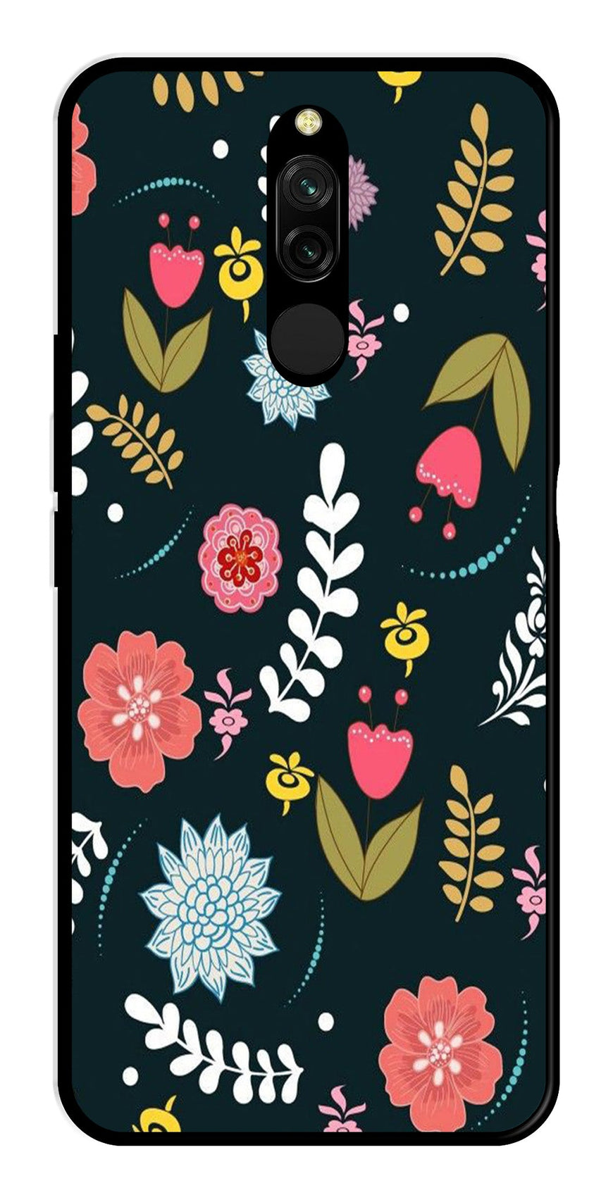 Floral Pattern2 Metal Mobile Case for Redmi 8   (Design No -12)