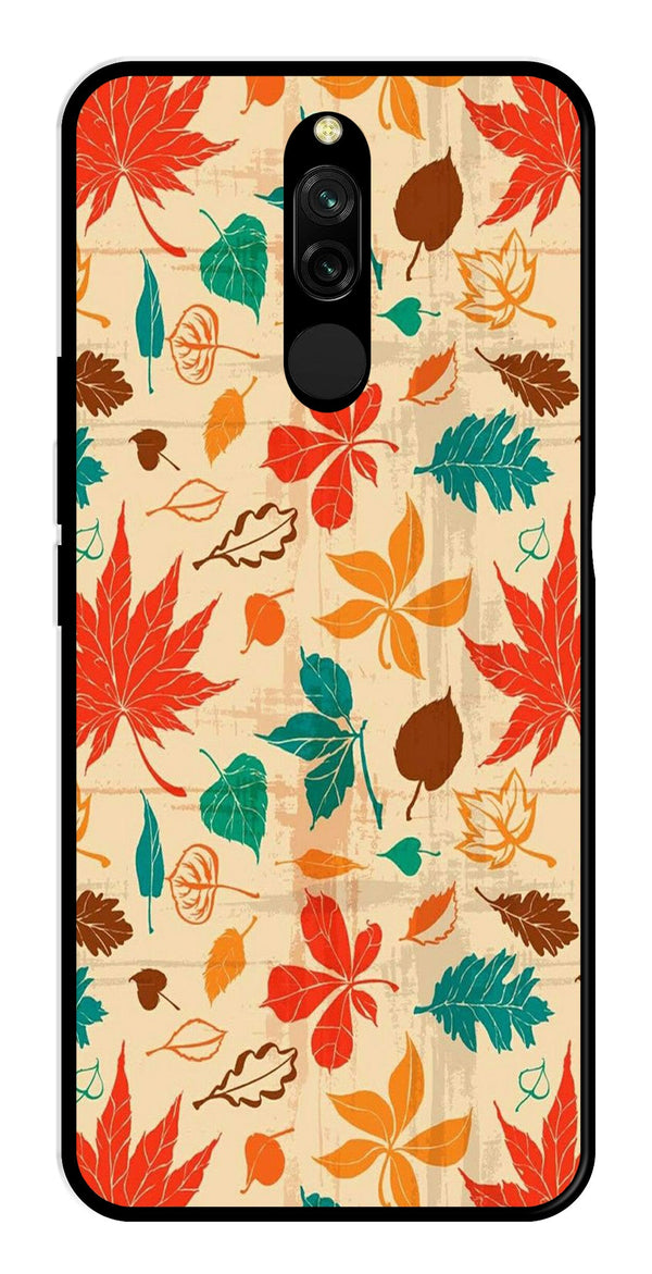 Leafs Design Metal Mobile Case for Redmi 8   (Design No -14)