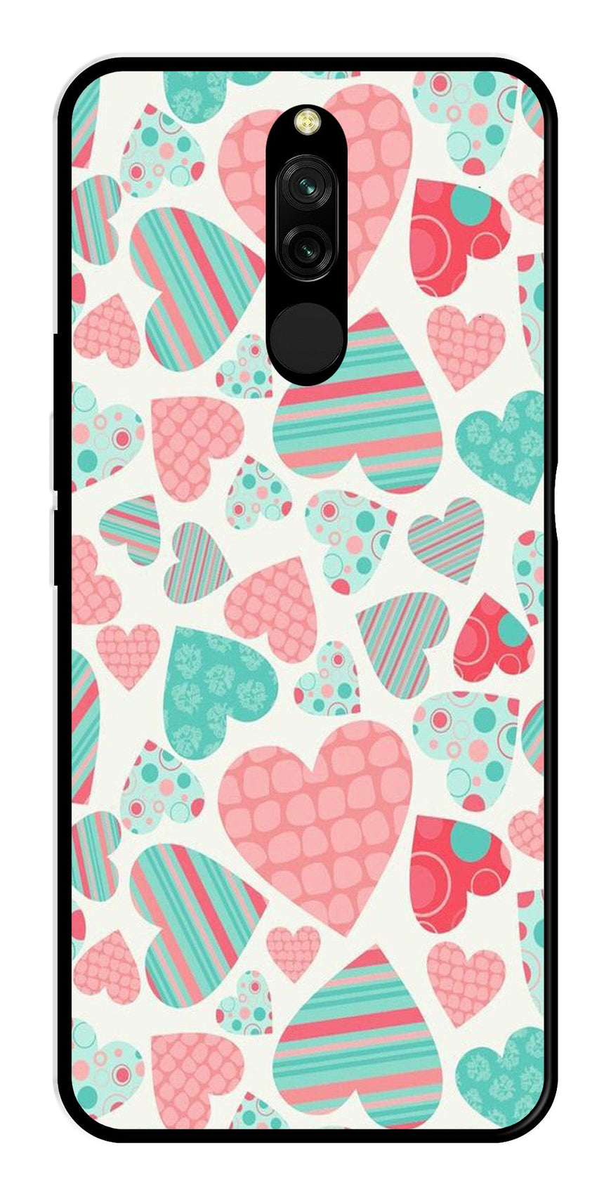 Hearts Pattern Metal Mobile Case for Redmi 8   (Design No -22)