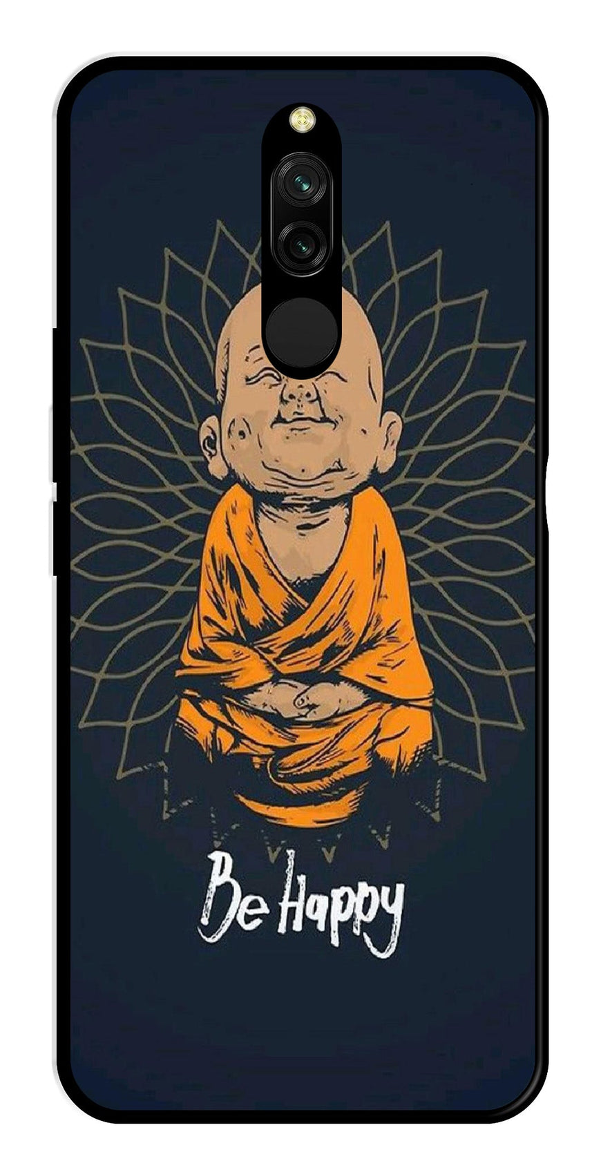 Be Happy Metal Mobile Case for Redmi 8   (Design No -27)