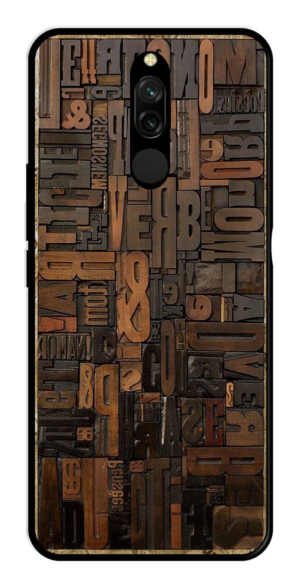 Alphabets Metal Mobile Case for Redmi 8   (Design No -32)