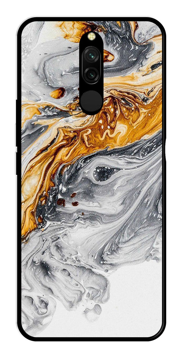 Marble Pattern Metal Mobile Case for Redmi 8   (Design No -36)