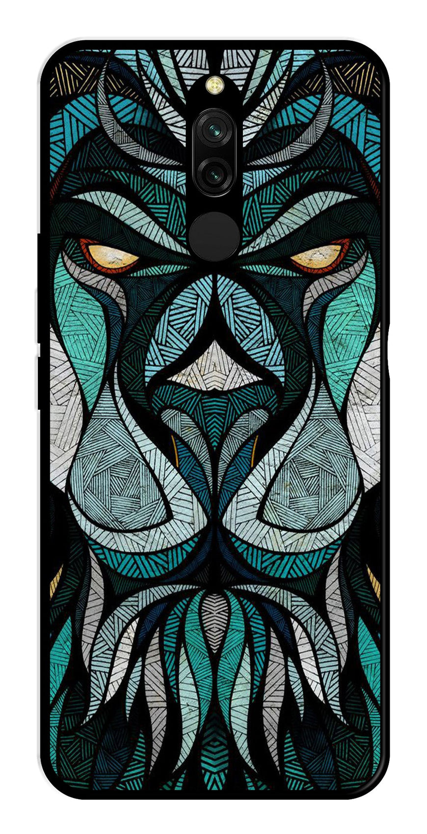 Lion Pattern Metal Mobile Case for Redmi 8   (Design No -40)