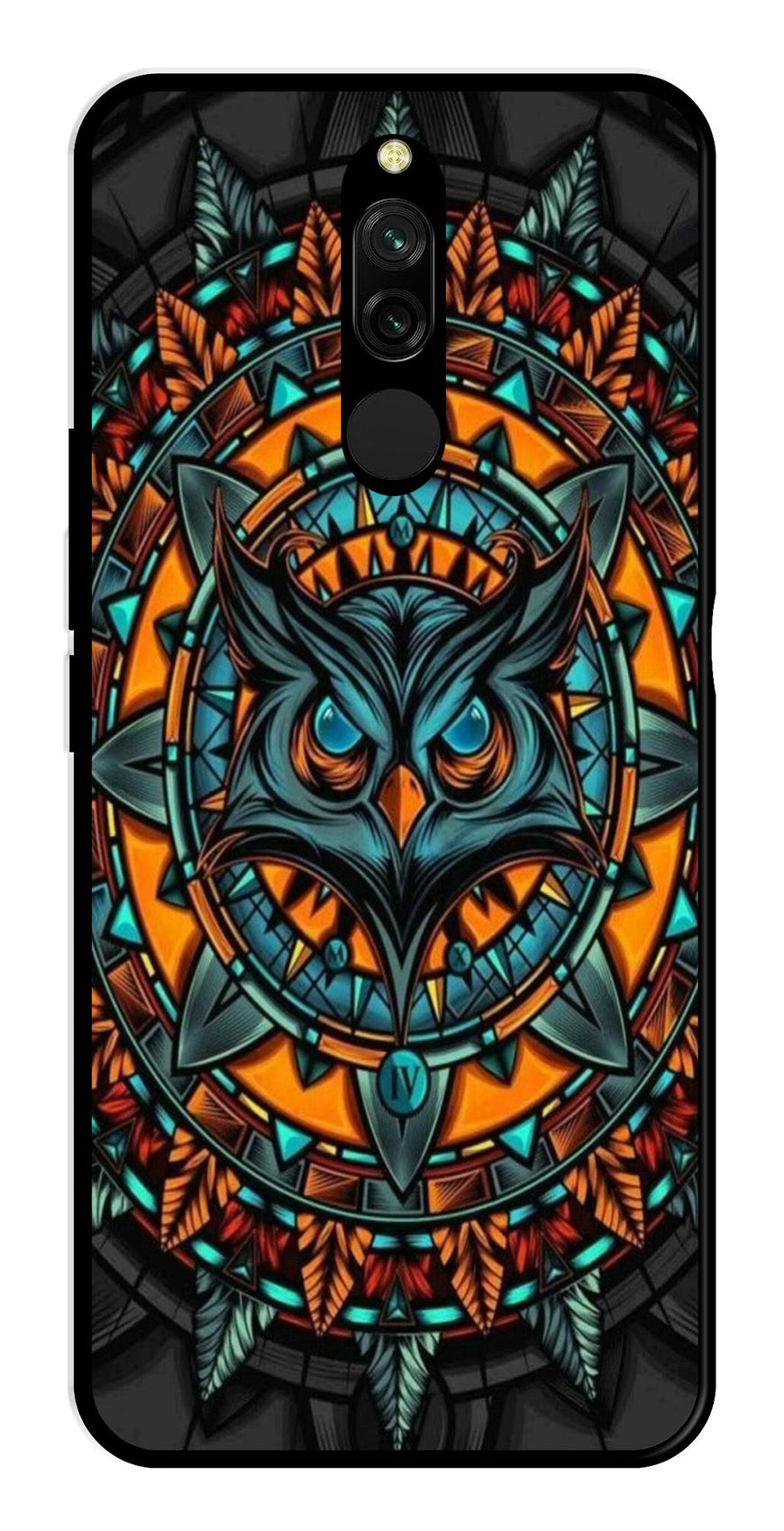 Owl Pattern Metal Mobile Case for Redmi 8   (Design No -42)