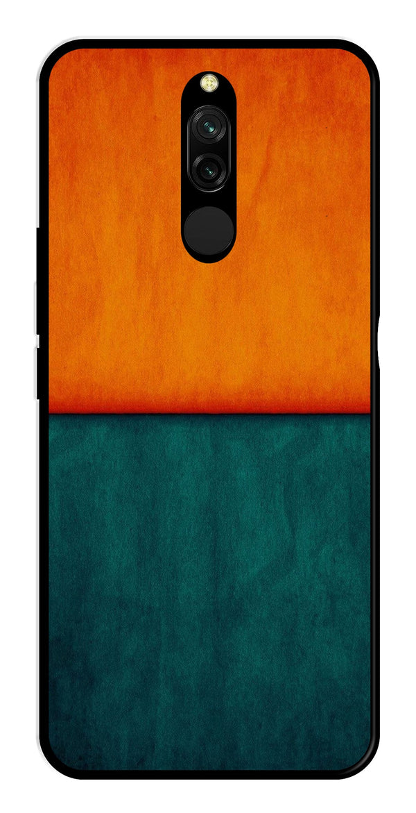 Orange Green Pattern Metal Mobile Case for Redmi 8   (Design No -45)