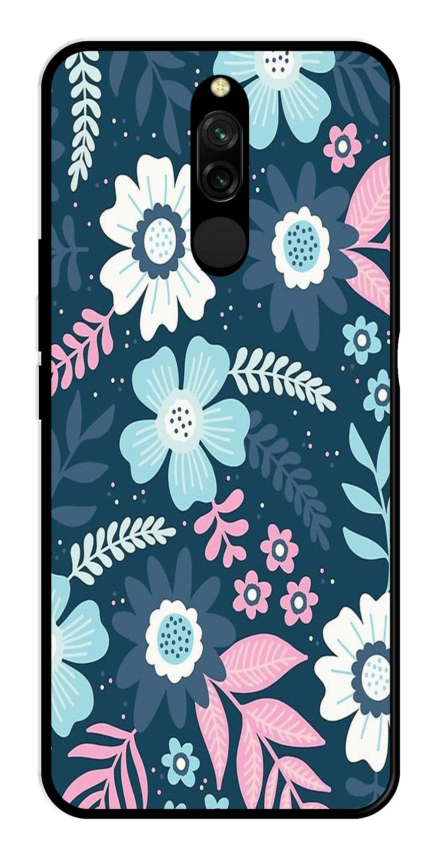 Flower Leaves Design Metal Mobile Case for Redmi 8   (Design No -50)