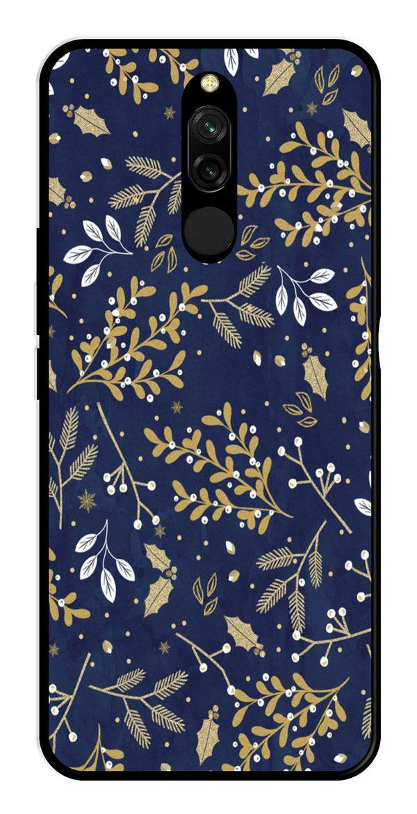 Floral Pattern  Metal Mobile Case for Redmi 8   (Design No -52)