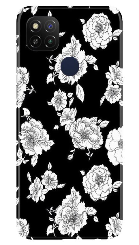 White flowers Black Background Case for Redmi 9 Activ