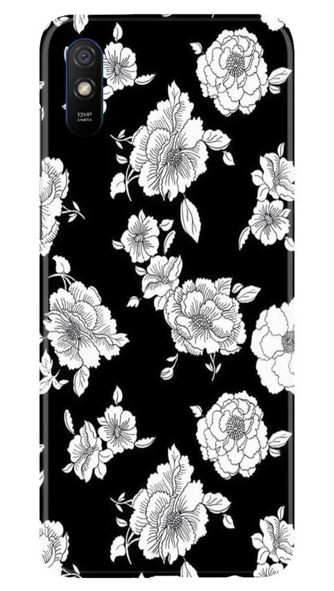 White flowers Black Background Case for Xiaomi Redmi 9i