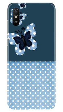 White dots Butterfly Mobile Back Case for Xiaomi Redmi 9a (Design - 31)