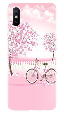 Pink Flowers Cycle Mobile Back Case for Xiaomi Redmi 9i  (Design - 102)